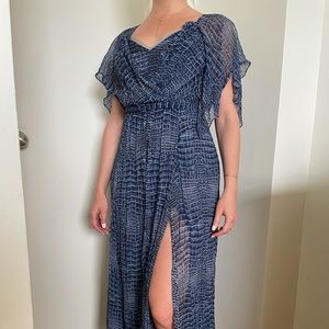 Silk BCBG maxi dress with a thigh slit